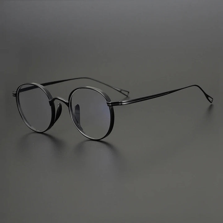 Gatenac Unisex Full Rim Round Small Titanium Eyeglasses Gxyj1447 Full Rim Gatenac Black