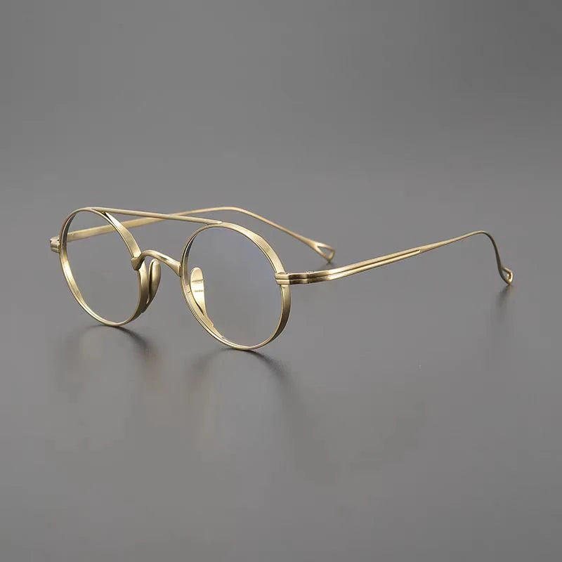 Yujo Women's Full Rim Round Double Bridge Titanium Eyeglasses 13522 Full Rim Yujo