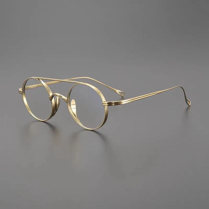 Yujo Women's Full Rim Round Double Bridge Titanium Eyeglasses 13522 Full Rim Yujo