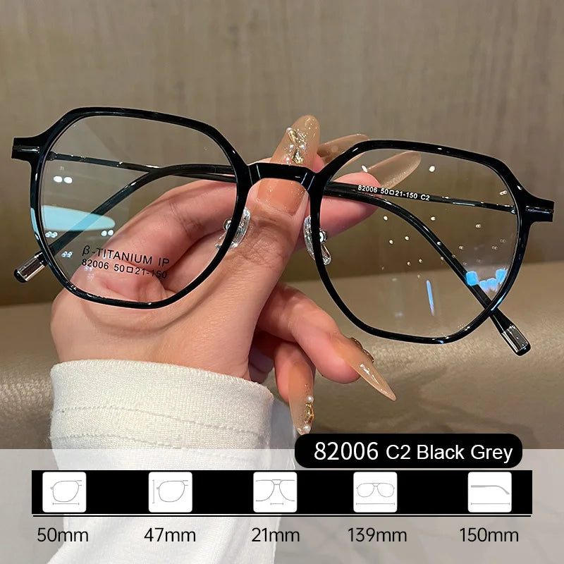 Gmei Women's Full Rim Flat Top Polygon Tr 90 Titanium Eyeglasses 82006