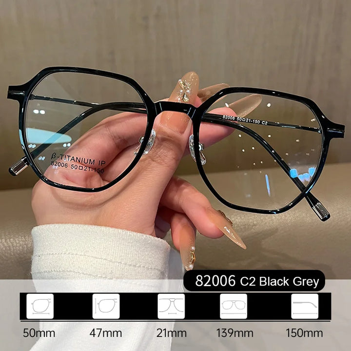 Gmei Women's Full Rim Flat Top Polygon Tr 90 Titanium Eyeglasses 82006