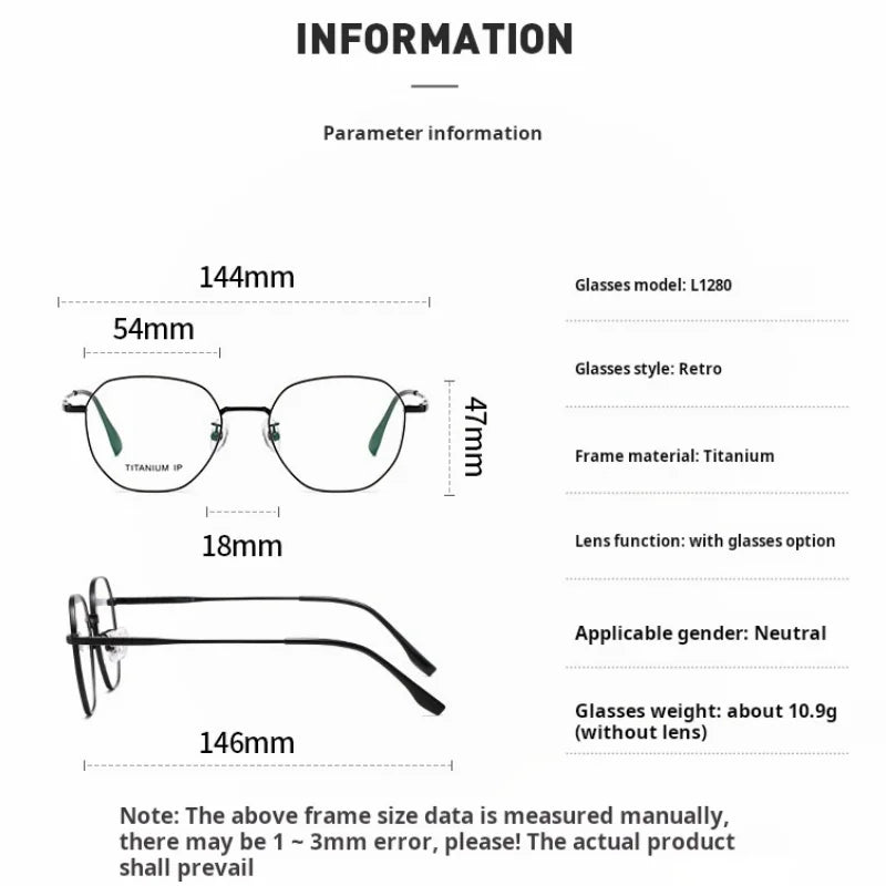 Momoja Unisex Full Rim Flat Top Polygon Titanium Eyeglasses 71280