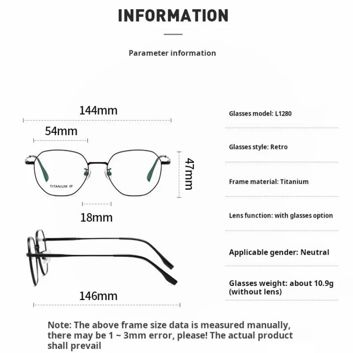 Momoja Unisex Full Rim Flat Top Polygon Titanium Eyeglasses 71280
