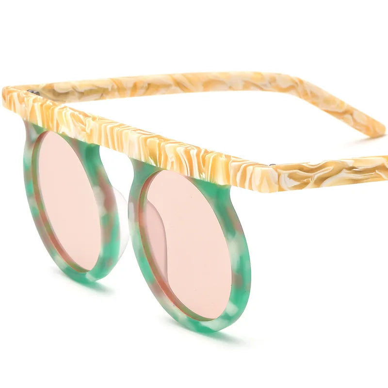 Nobler Women's Full Rim Brow Line Round Acetate Polarized Sunglasses 9339 Sunglasses Nobler C3