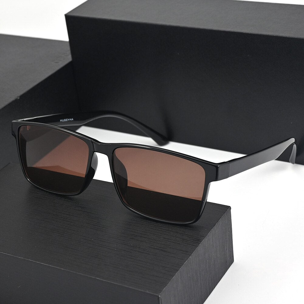 Cubojue Unisex Full Rim Oversized Square Tr 90 Titanium Polarized Sunglasses 2257 Sunglasses Cubojue shiny black brown polarized