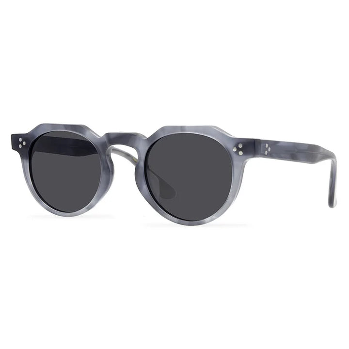 Black Mask Unisex Full Rim Flat Top Round Acetate Polarized Sunglasses 9532s Full Rim Black Mask Gray Stripes As Shown