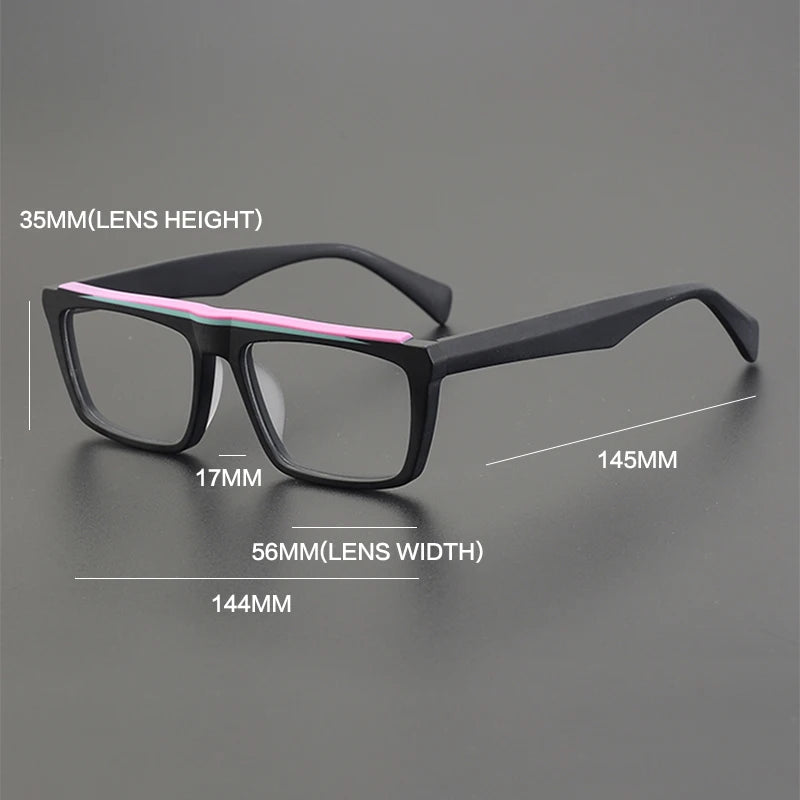 Gatenac Unisex Full Rim Square Frosted Acetate Eyeglasses Gxyj1208 Full Rim Gatenac