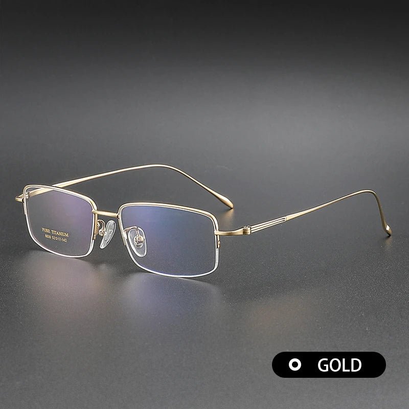 Vicky Unisex Semi Rim Square Titanium Reading Glasses V0839 Reading Glasses Vicky -150 8039-C3-GOLD