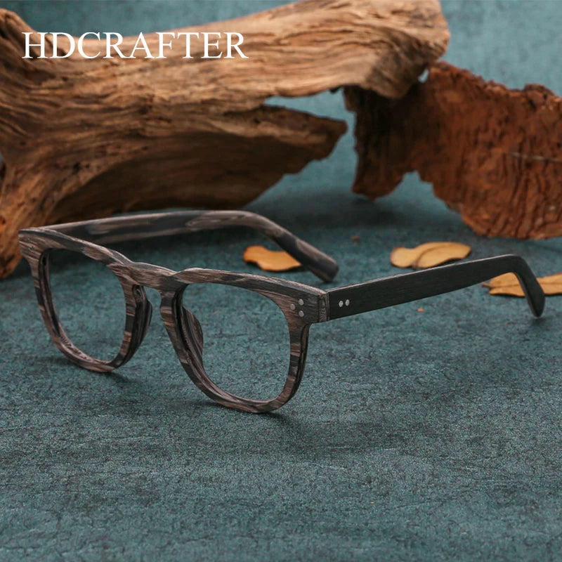 Hdcrafter Mens Full Rim Square Wood Eyeglasses 8182 Full Rim Hdcrafter Eyeglasses