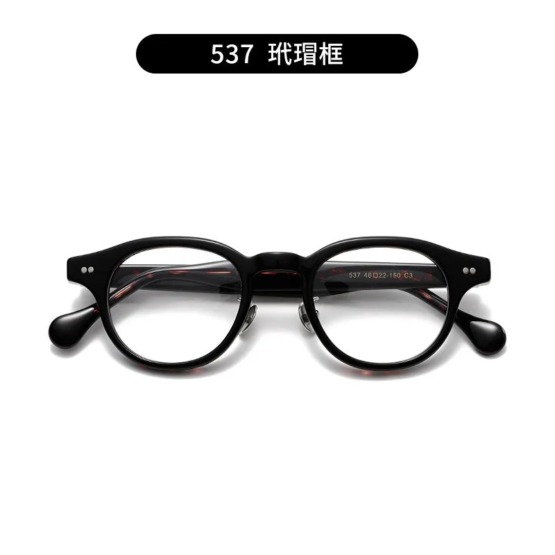 Nobler Unisex Full Rim Round Thick Acetate Temple Eyeglasses 74537 Full Rim Nobler C3