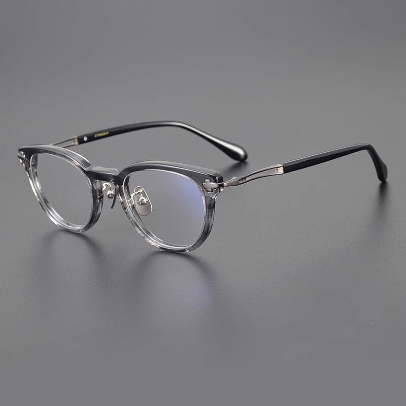 Gatenac Unisex Full Rim Square Acetate Titanium Gxyj1121 Full Rim Gatenac Striped Gray