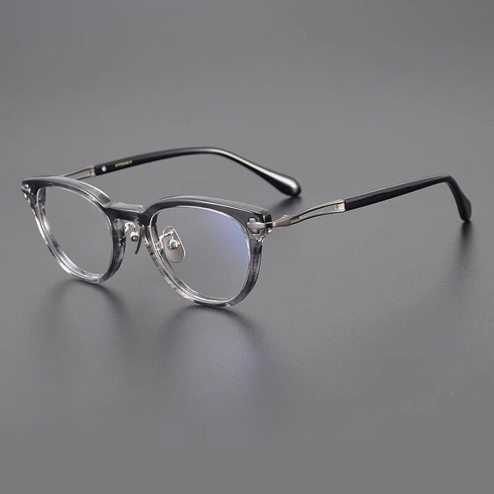 Gatenac Unisex Full Rim Square Acetate Titanium Gxyj1121 Full Rim Gatenac Striped Gray