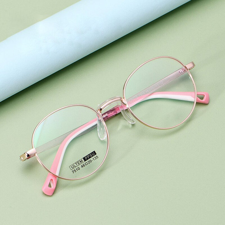 Yimaruili Unisex Youth's Full Rim Round Tr 90 Alloy Eyeglasses 7510S Full Rim Yimaruili Eyeglasses