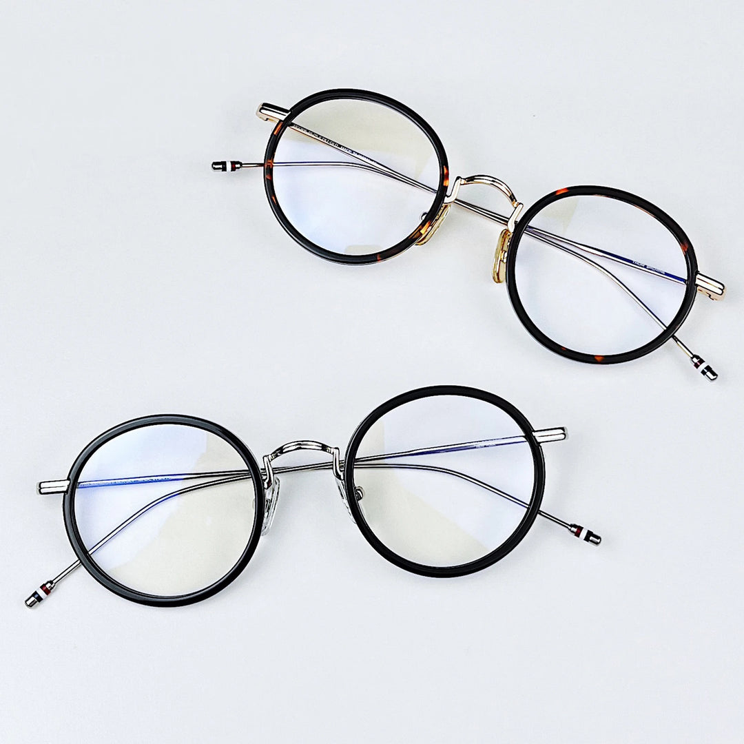 Black Mask Unisex Full Rim Acetate Alloy Round Eyeglasses X906 Full Rim Black Mask