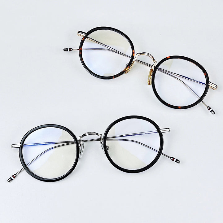 Black Mask Unisex Full Rim Acetate Alloy Round Eyeglasses X906 Full Rim Black Mask