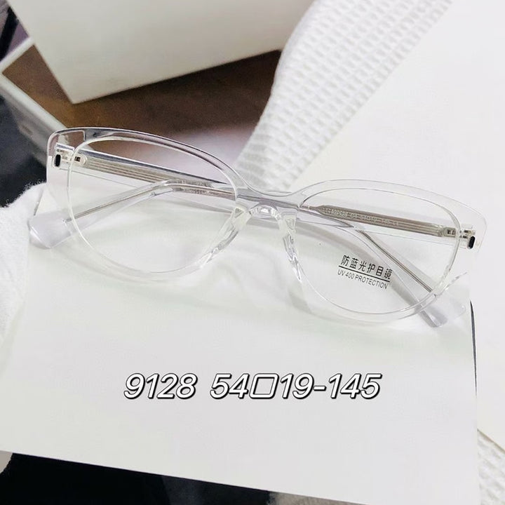 Bclear Women's Full Rim Square Cat Eye Acetate Eyeglasses Myk9128 Full Rim Bclear C 4