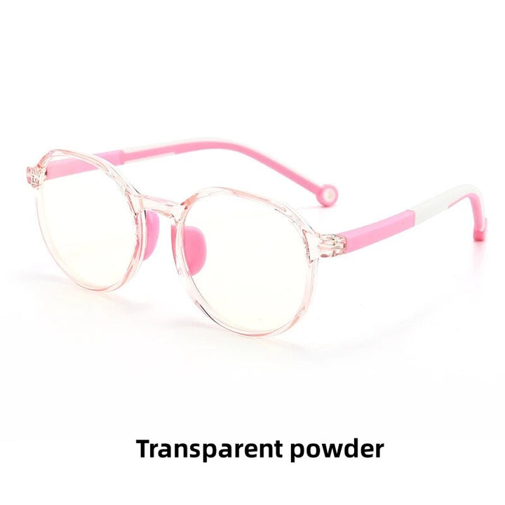 KatKani Children's Unisex Full Rim Round Tr 90 Siicone Eyeglasses F8350 Full Rim KatKani Eyeglasses Transparent powder  