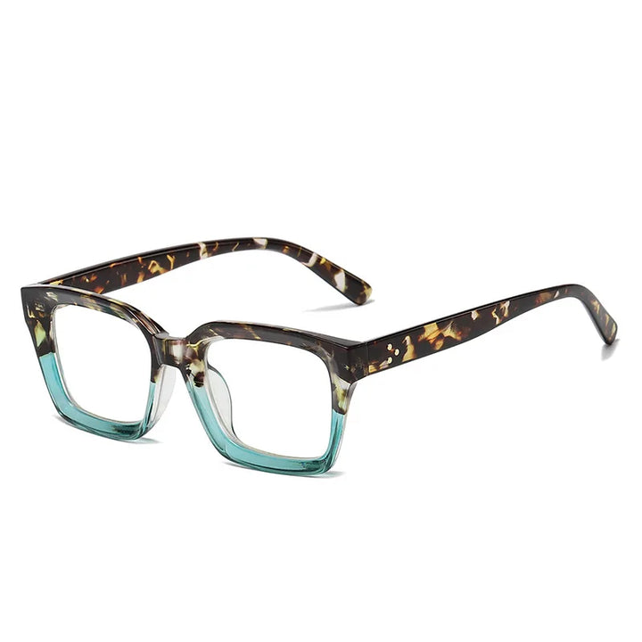 Kocolior Unisex Full Rim Square Acetate Hyperopic Reading Glasses 4913 Reading Glasses Kocolior Blue Leopard China 0