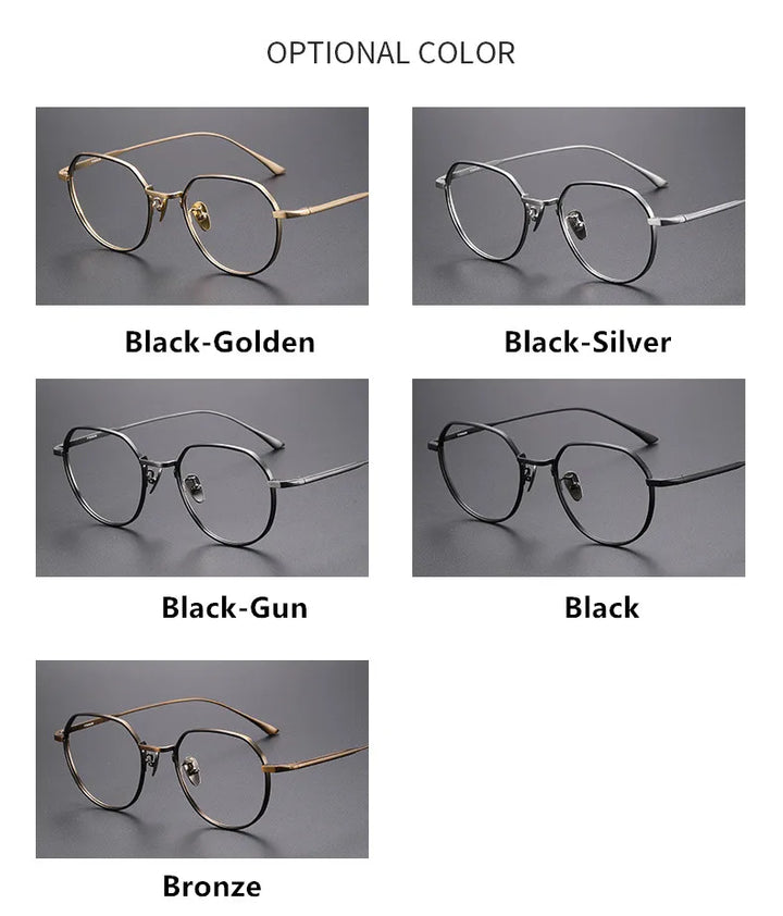 Aimee Unisex Full Rim Flat Top Polygon Titanium Eyeglasses 7846 Full Rim Aimee