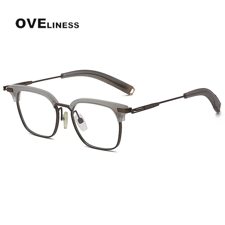 Oveliness Unisex Full Rim Big Square Acetate Titanium Eyeglasses 64207