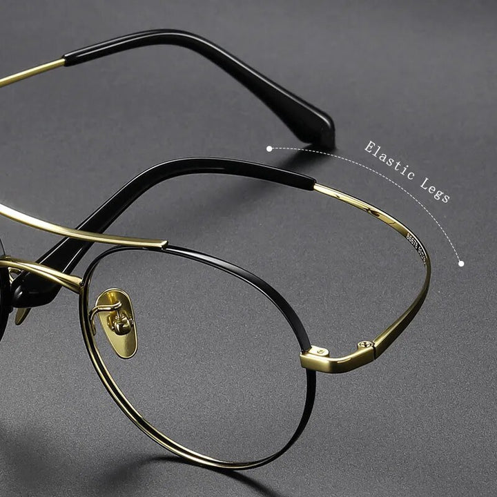 Hdcrafter Unisex Full Rim Round Double Bridge Titanium Eyeglasses 86578 Full Rim Hdcrafter Eyeglasses