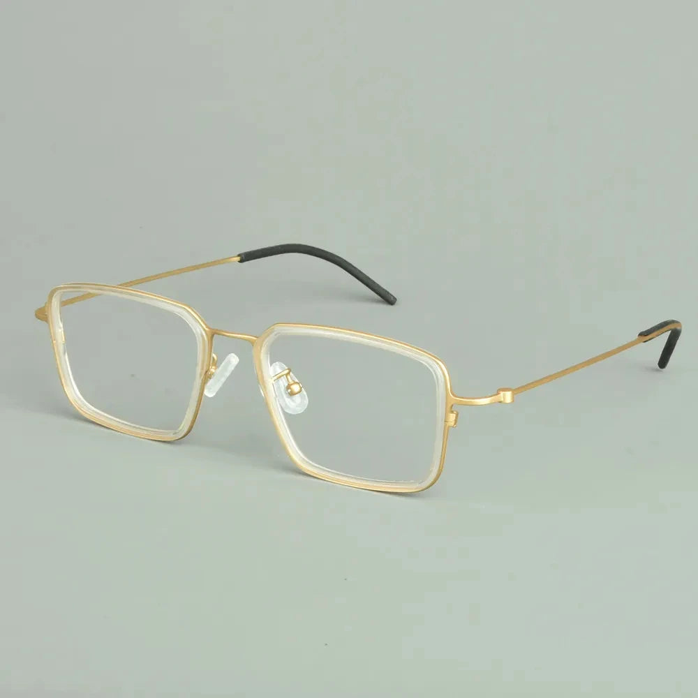 Aimee Unisex Full Rim Big Square Titanium Acetate Eyeglasses 942501 Full Rim Aimee Golden-White