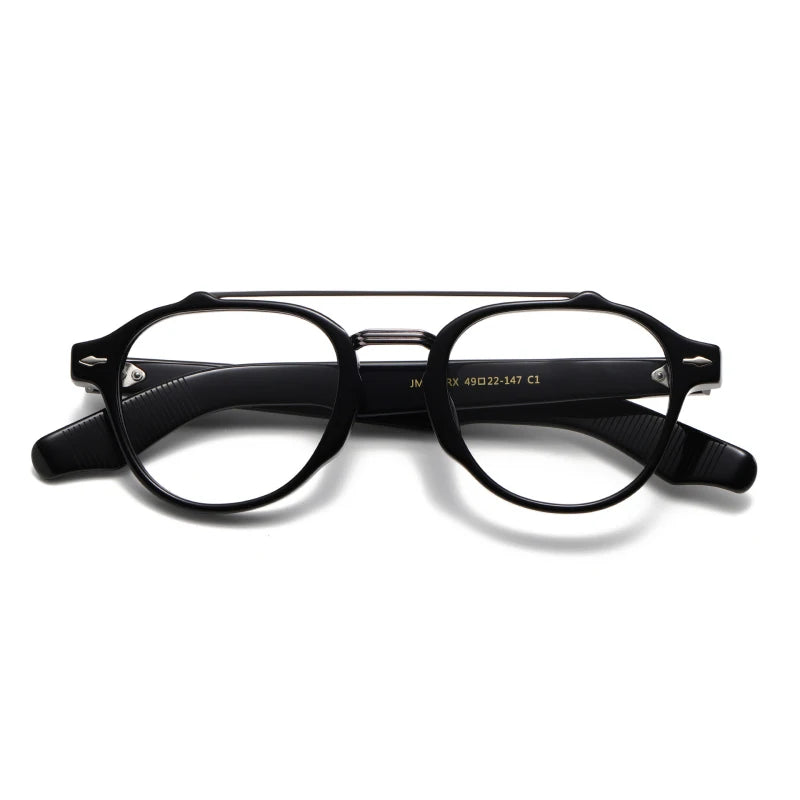 Black Mask Unisex Full Rim Oval Double Bridge Acetate Eyeglasses 63468