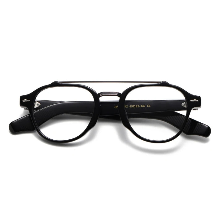 Black Mask Unisex Full Rim Oval Double Bridge Acetate Eyeglasses 63468