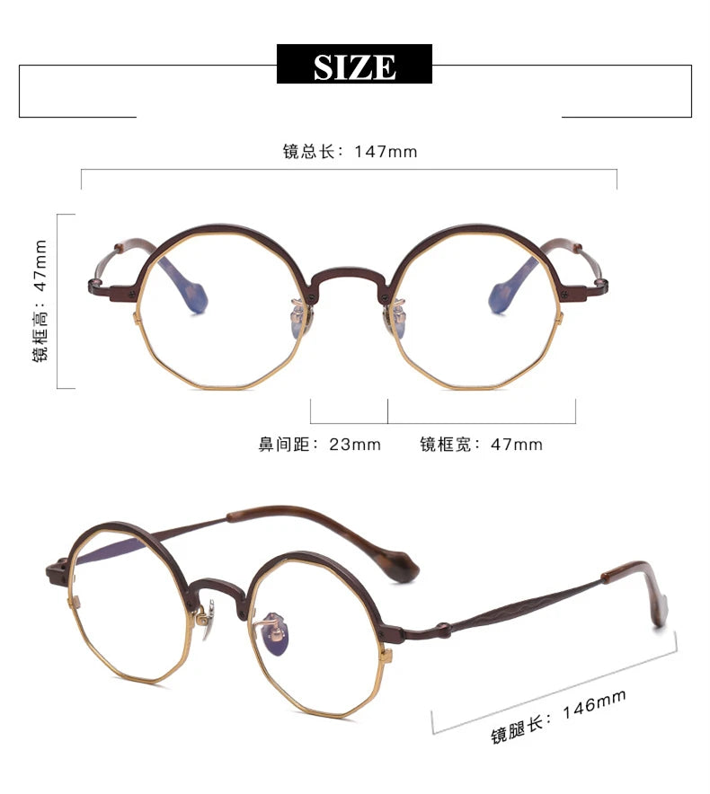 Black Mask Unisex Full Rim Irregular Round Titanium Eyeglasses T6067 Full Rim Black Mask