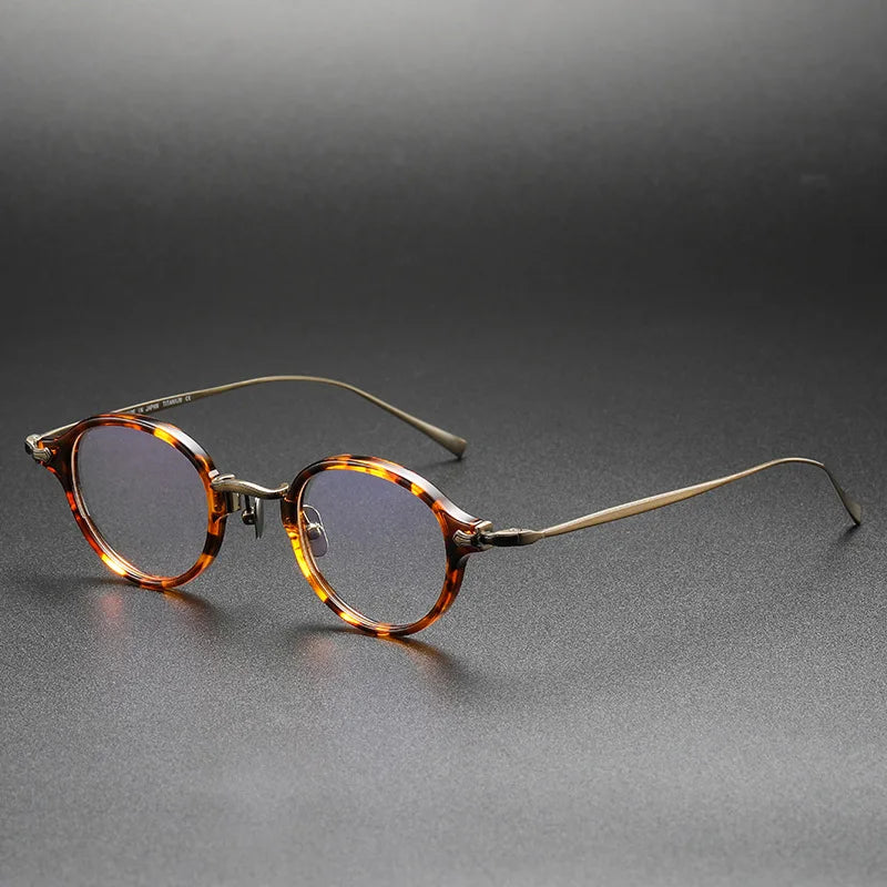 Black Mask Unisex Full Rim Oval Round Titanium Acetate Eyeglasses 34182