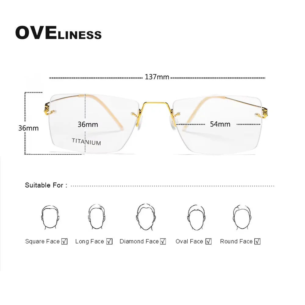 Oveliness Women's Rimless Polygon Square Titanium Eyeglasses 29895