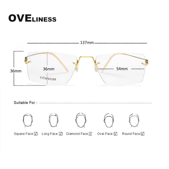 Oveliness Women's Rimless Polygon Square Titanium Eyeglasses 29895