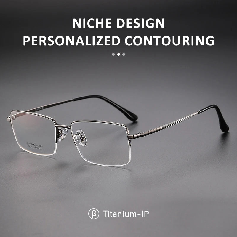 Vicky Unisex Semi Rim Square Polygon Titanium Reading Glasses 18012 Reading Glasses Vicky