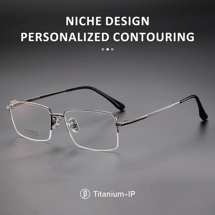 Vicky Unisex Semi Rim Square Polygon Titanium Reading Glasses 18012 Reading Glasses Vicky