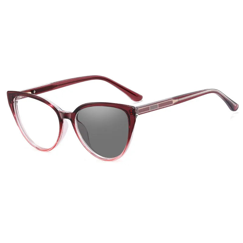 CCspace Women's Full Rim Cat Eye Tr 90 Titanium Photochromic Reading Glasses 311155