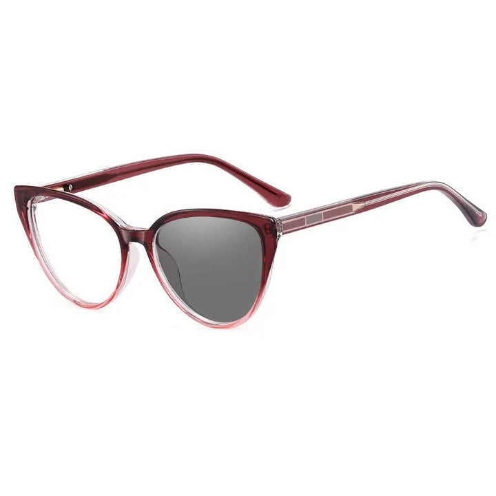 CCspace Women's Full Rim Cat Eye Tr 90 Titanium Photochromic Reading Glasses 311155