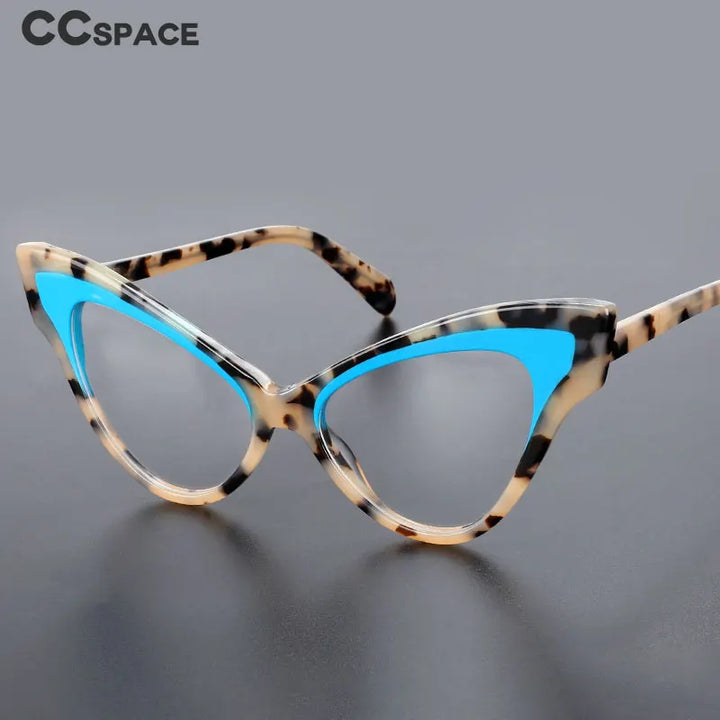 CCspace Unisex Full Rim Oversized Cat Eye Acetate Eyeglasses 55270 Full Rim CCspace