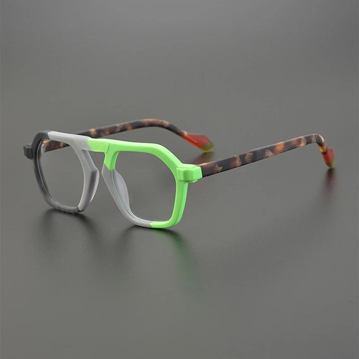 Nobler Unisex Full Rim Flat Top Oval Frosted Acetate Eyeglasses 19286 Full Rim Nobler C2