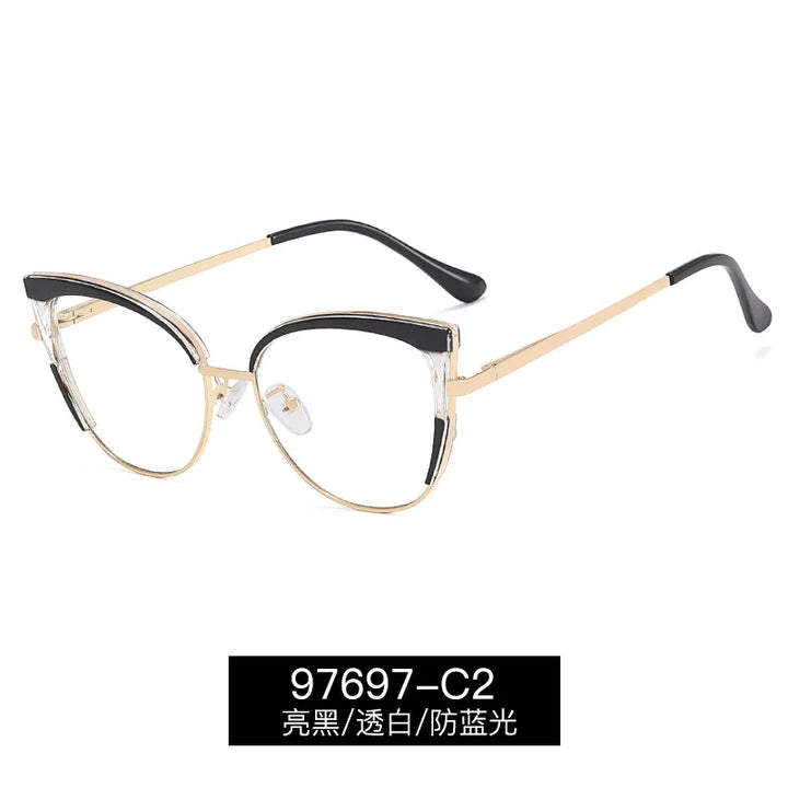 Handoer Women's Full Rim Oval Cat Eye Acetate Alloy Eyeglasses 97697 Full Rim Handoer C2