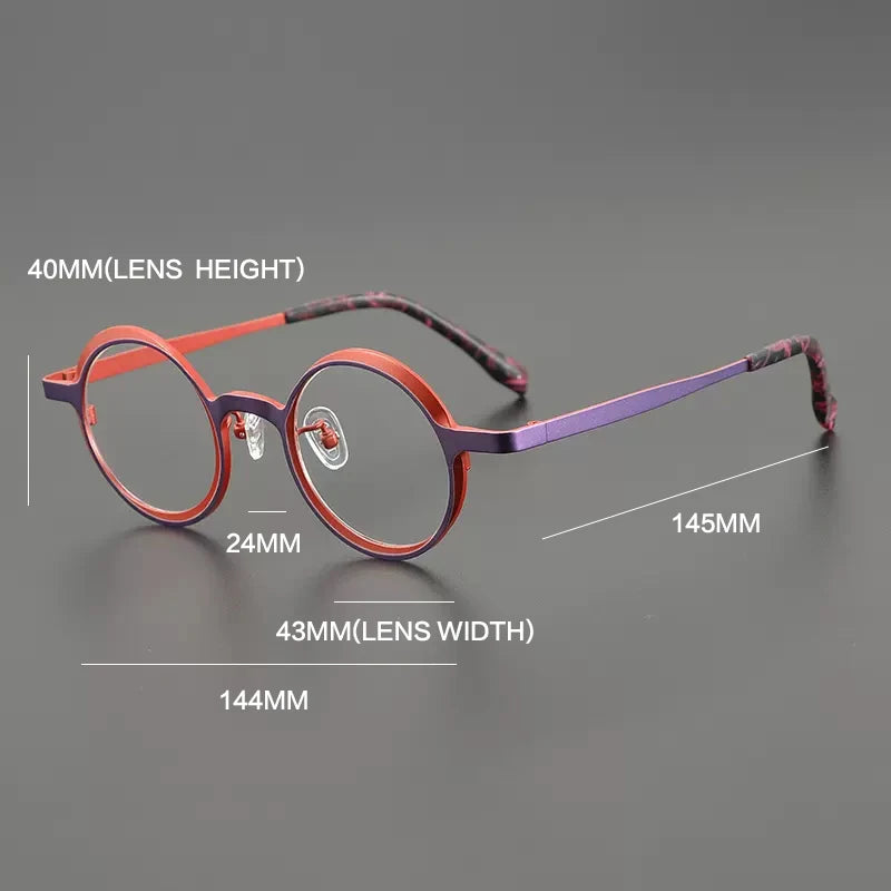 Gatenac Unisex Full Rim Round Titanium Eyeglasses Gxyj1024 Full Rim Gatenac