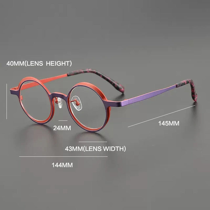 Gatenac Unisex Full Rim Round Titanium Eyeglasses Gxyj1024 Full Rim Gatenac