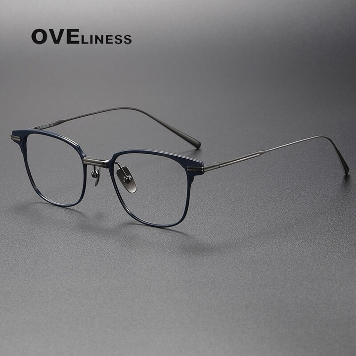 Oveliness Unisex Full Rim Square Titanium Eyeglasses M8k Full Rim Oveliness blue gun  