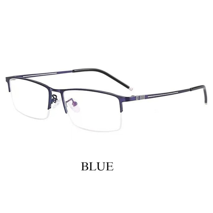 Hotochki Men's Semi Rim Square Alloy Eyeglasses P9031 Semi Rim Hotochki blue