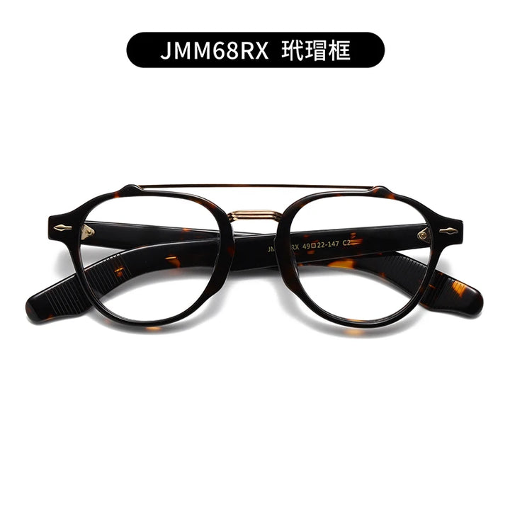 Nobler Unisex Full Rim Round Double Bridge Titanium Acetate Eyeglasses J068 Full Rim Nobler C2