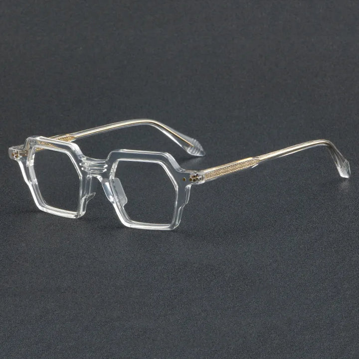 CCspace Unisex Full Rim Polygon Acetate Eyeglasses 56914 Full Rim CCspace C2Clear