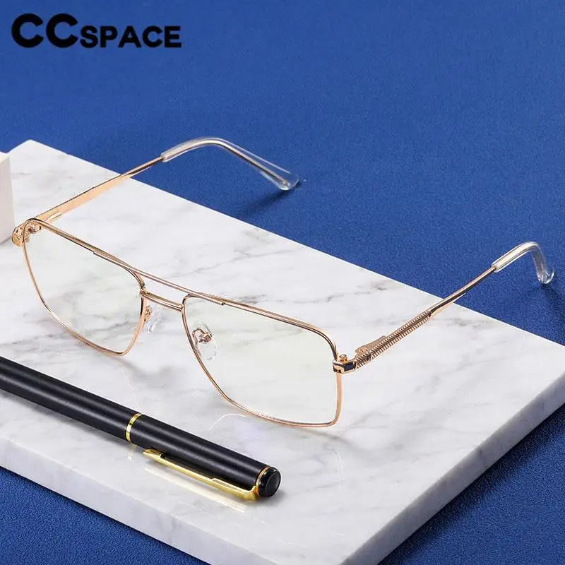 CCSpace Unisex Full Rim Square Double Bridge Alloy Eyeglasses 57288 Full Rim CCspace   