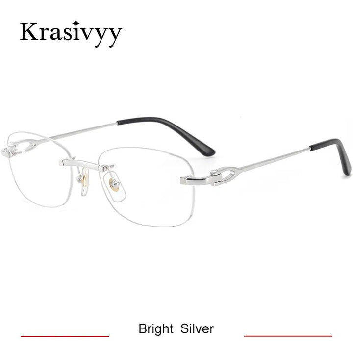 Krasivyy Unisex Rimless Square Titanium Eyeglasses Kr0290o Rimless Krasivyy Bright Silver CN 