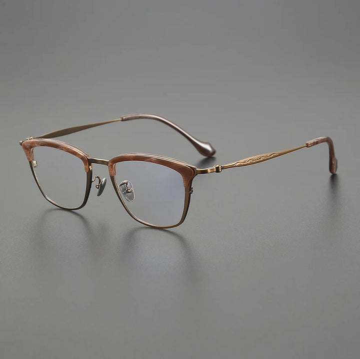 Black Mask Unisex Full Rim Big Square Titanium Acetate Eyeglasses 6069 Full Rim Black Mask Coffee