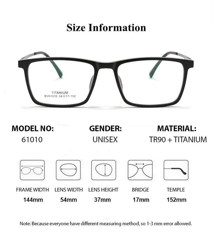 Summer Flower Unisex Full Rim Square Tr 90 Titanium Eyeglasses 610106