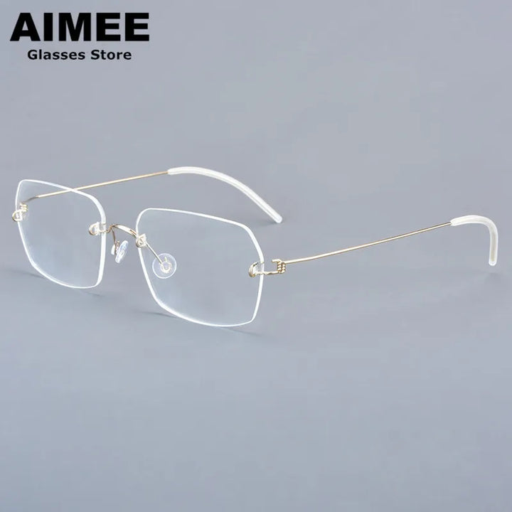 Aimee Women's Rimless Polygon Square Titanium Eyeglasses 25394